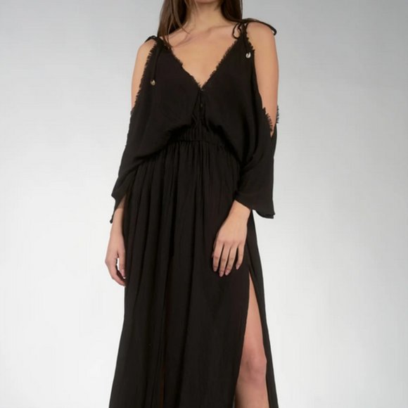 Elan Other - $78 ELAN BUTTERFLY CRINKLE COVER UP MAXI DRESS SIZE XS XSMALL BLACK